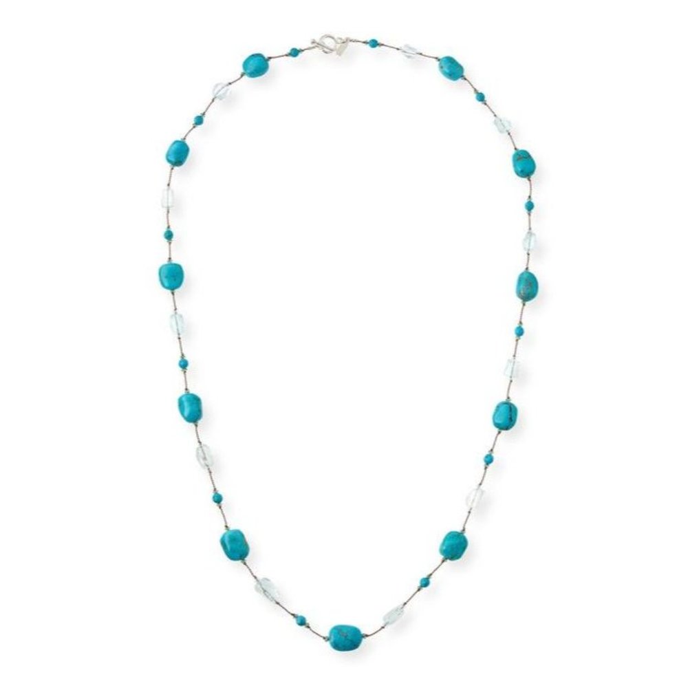 MARGO MORRISON Turquoise & Blue Topaz Station Necklace